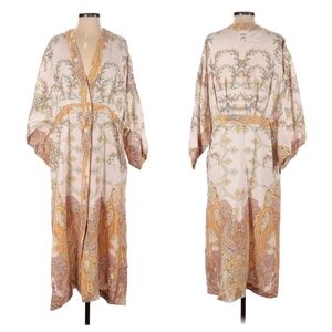 H&M Floral Paisley Wide Sleeve Jacket Dress Kimono With Pockets And Slits